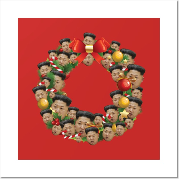 Kim Jong-un Multiface Christmas Wreath Wall Art by Rebus28